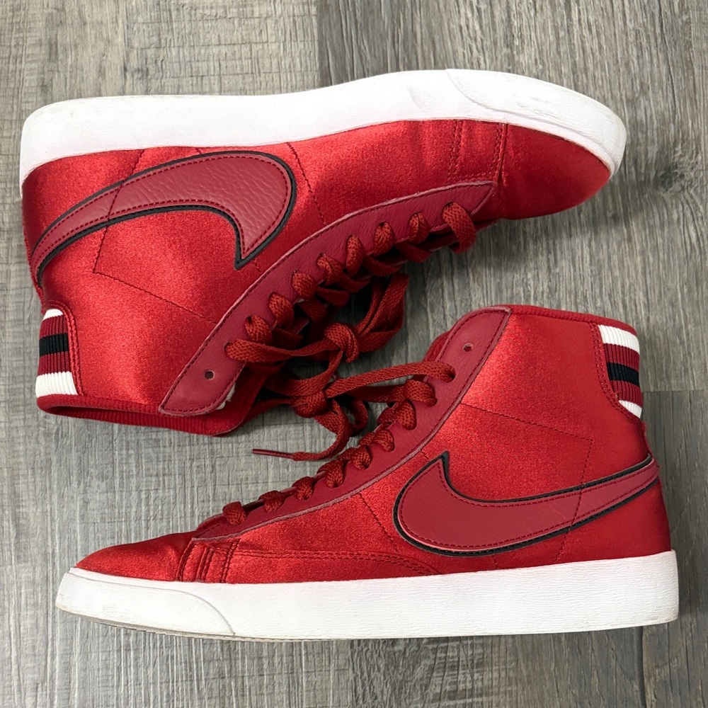 Nike Red and White Blazer High-Top Sneakers